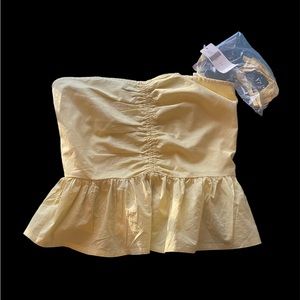 Maeve by Anthropologie ruched yellow blouse strapless or straps size 0 NWT